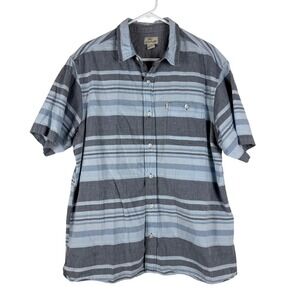 Bob Timberlake Men's XL Blue Gray Stripe Short Sleeve Button Up Shirt